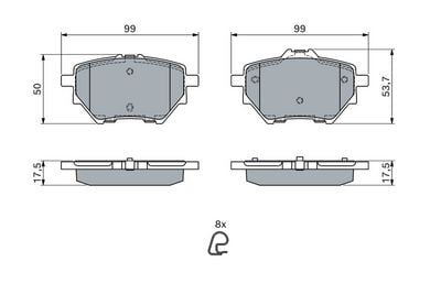 Opel Grandland 1.5D 2022-2024 Bosch Arka Balata NETPAR25839