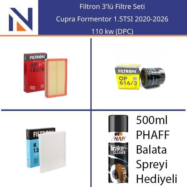 Cupra Formentor 1.5TSI 2020-2026 Filtron 3'lü Filtre Seti