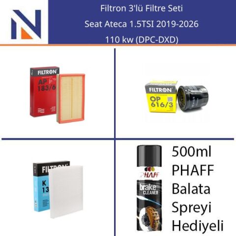 Seat Ateca 1.5TSI 2019-2026 Filtron 3'lü Filtre Seti