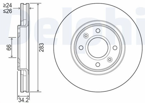 Peugeot 207 1.6HDi 82-80-68-66 kw 2006-2012 Delphi Ön Disk 283mm NETPAR3622 2 Adet (9HP-9HR-9HV-9HX-