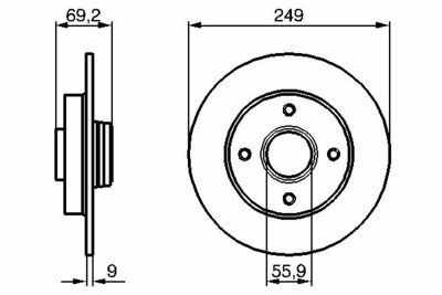 Peugeot 2008 1.6HDi 2013-2025 Bosch Arka Disk Rulmansız 249mm 2 Adet