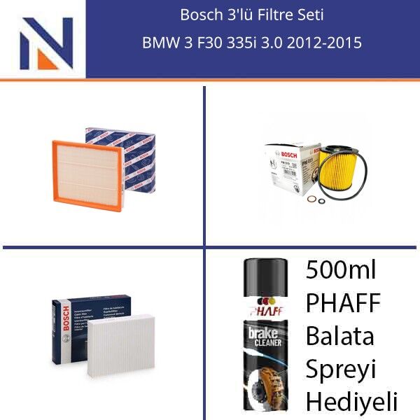 BMW 3 F30 335i 3.0 2012-2015 Bosch 3'lü Filtre Seti