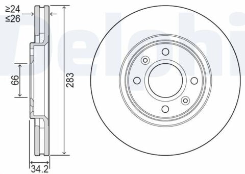 Citroen Berlingo 1.6HDi 88-84-82-80-73-68-66-55 kw 2005-2021 Delphi Ön Disk 283mm NETPAR3622 2 Adet