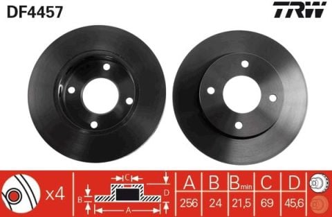 Mitsubishi Colt 1.5DI-D	 2004-2008 TRW Ön Disk 256mm 2 Adet