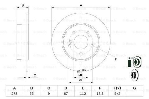 Mercedes C Serisi (203) C200 2.0 Kompressor 2000-2002 Bosch Arka Disk 278mm 2 Adet