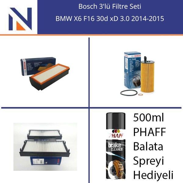 BMW X6 F16 30d xD 3.0 2014-2015 Bosch 3'lü Filtre Seti