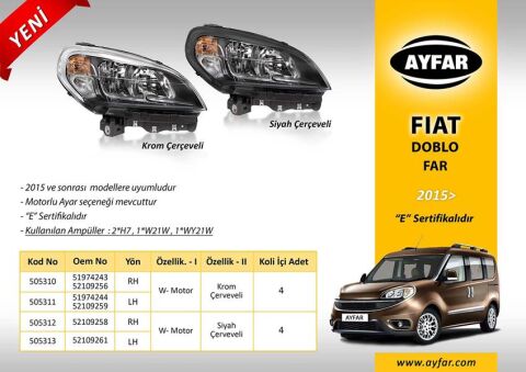 AYFAR FAR SOL SİYAH ÇERÇEVELİ FIAT DOBLO 15> (ADET)