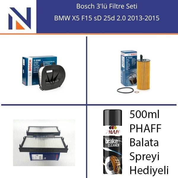 BMW X5 F15 sD 25d 2.0 2013-2015 Bosch 3'lü Filtre Seti