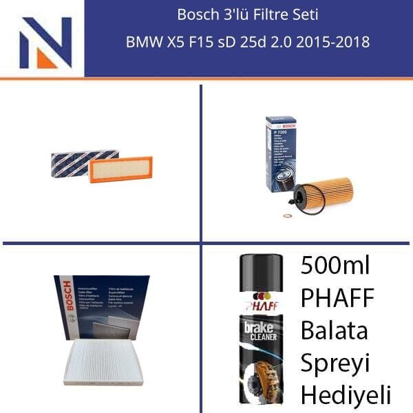 BMW X5 F15 sD 25d 2.0 2015-2018 Bosch 3'lü Filtre Seti