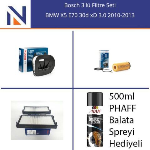 BMW X5 E70 30d xD 3.0 2010-2013 Bosch 3'lü Filtre Seti