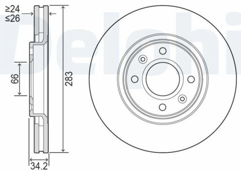 Peugeot 207 1.6THP 2006-2010 Delphi Ön Disk 283mm 2 Adet