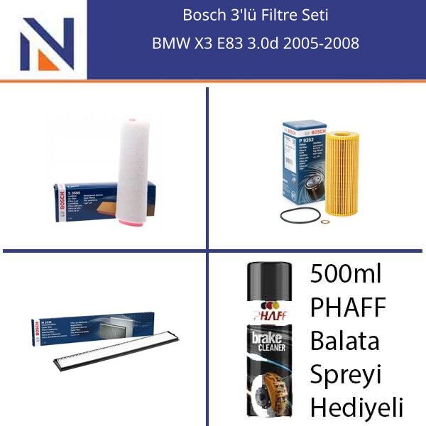 BMW X3 E83 3.0d 2005-2008 Bosch 3'lü Filtre Seti