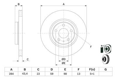 Fiat Doblo 1.4 2010-2018 Bosch Ön Disk (284 mm) NETPAR8521 2 Adet