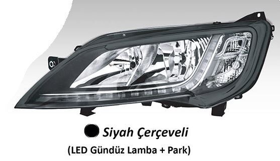 AYFAR FAR MOTORLU SOL  - SİYAH ÇERÇEVELİ LED (BALLAST DAHİL) DUCATO MAXI -P.BOXER - C.JUMPER 14=> (ADET)