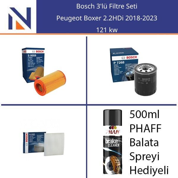 Peugeot Boxer 2.2HDi 2018-2023 Bosch 3'lü Filtre Seti