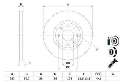 Citroen C5 2.0 2001-2008 Bosch Ön Disk BD2711 283mm 2 Adet (RFJ-RFN)