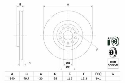 Audi A3 30TFSI 1.0 2020-2021 Bosch Ön Disk 340 mm 2 Adet