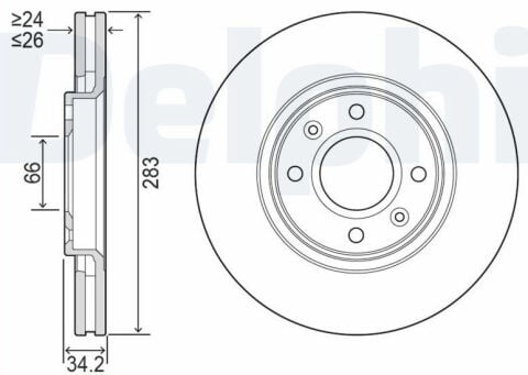 Citroen C3 1.6VTi 2009-2019 Delphi Ön Disk 283mm 2 Adet