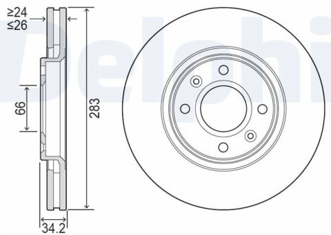 Citroen C4 Cactus 1.6HDi 2014-2018 Delphi Ön Disk 283mm 2 Adet