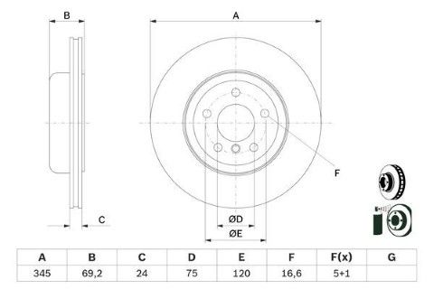 BMW 7 F02 740Li 3.0 2008-2012 Bosch Arka Disk 2 Adet