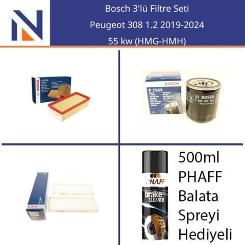 Peugeot 308 1.2 2019-2024 Bosch 3'lü Filtre Seti