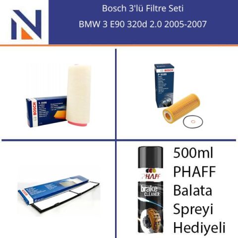 BMW 3 E90 320d 2.0 2005-2007 Bosch 3'lü Filtre Seti