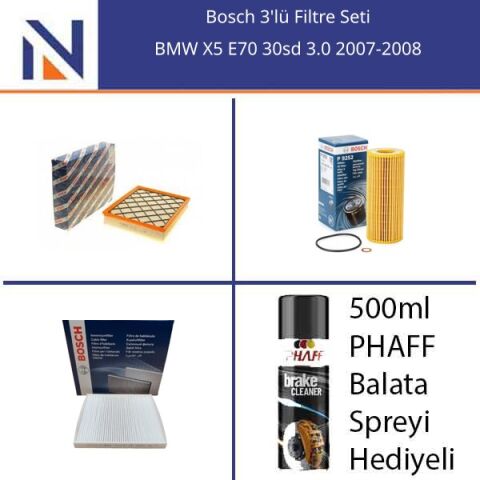 BMW X5 E70 30sd 3.0 2007-2008 Bosch 3'lü Filtre Seti