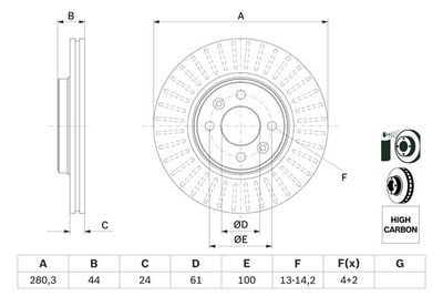 Renault Scenic 1 1.6 1999-2003 Bosch Ön Disk 280mm 4 Bijon 2 Adet