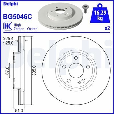 Mercedes A Serisi (177) A200 1.3	 2018-2022 Delphi Ön Disk 305mm 2 Adet