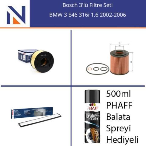 BMW 3 E46 316i 1.6 2002-2006 Bosch 3'lü Filtre Seti