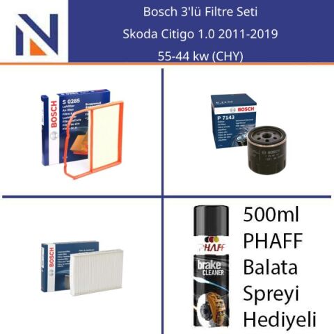 Skoda Citigo 1.0 2011-2019 Bosch 3'lü Filtre Seti