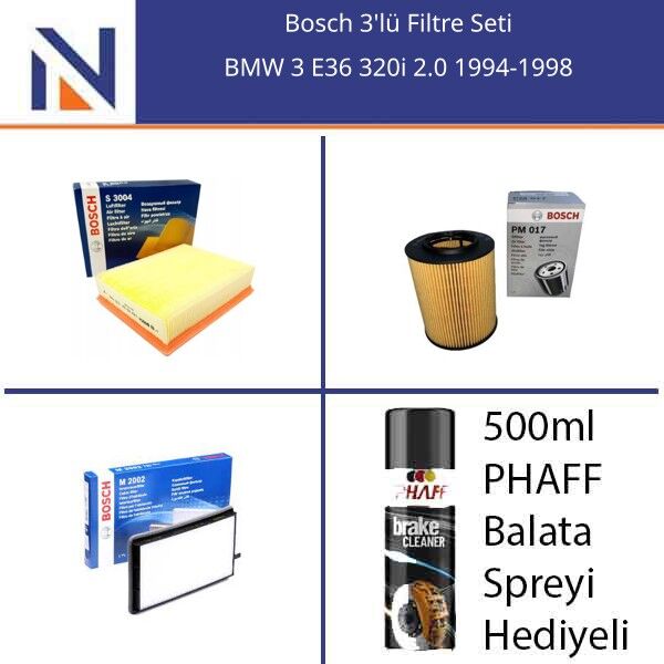 BMW 3 E36 320i 2.0 1994-1998 Bosch 3'lü Filtre Seti