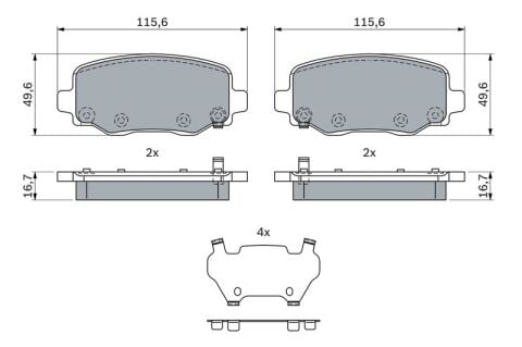 Jeep Cherokee (KL) 2.0JTD 2014-2018 Bosch Arka Balata NETPAR25734