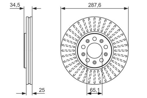 Volkswagen Polo 1.4 2001-2014 Bosch Ön Disk 288x25 2 Adet (AUA-BBY-BBZ-BKY-BUD-CDD-CGG)