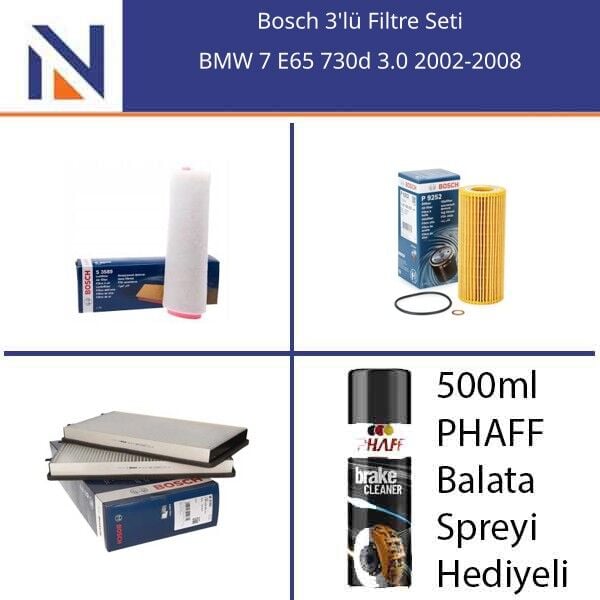 BMW 7 E65 730d 3.0 2002-2008 Bosch 3'lü Filtre Seti