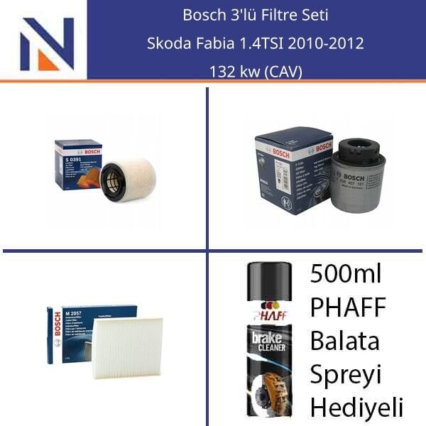 Skoda Fabia 1.4TSI 2010-2012 Bosch 3'lü Filtre Seti