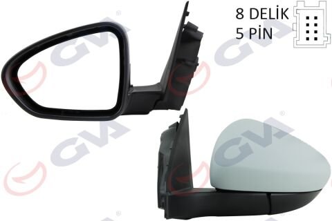 GVA DIŞ DİKİZ AYNASI SOL EGEA 15> ELEKTRİKLİ+ISITMALI+ASTARLI+KONVEKS  5 FİŞ VM-6157EHPL (ADET)