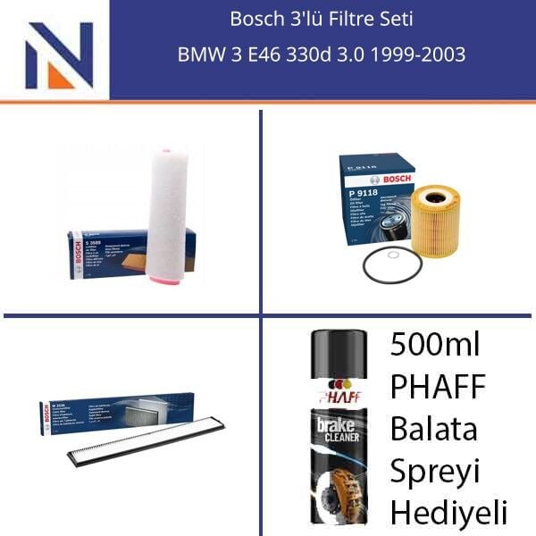 BMW 3 E46 330d 3.0 1999-2003 Bosch 3'lü Filtre Seti
