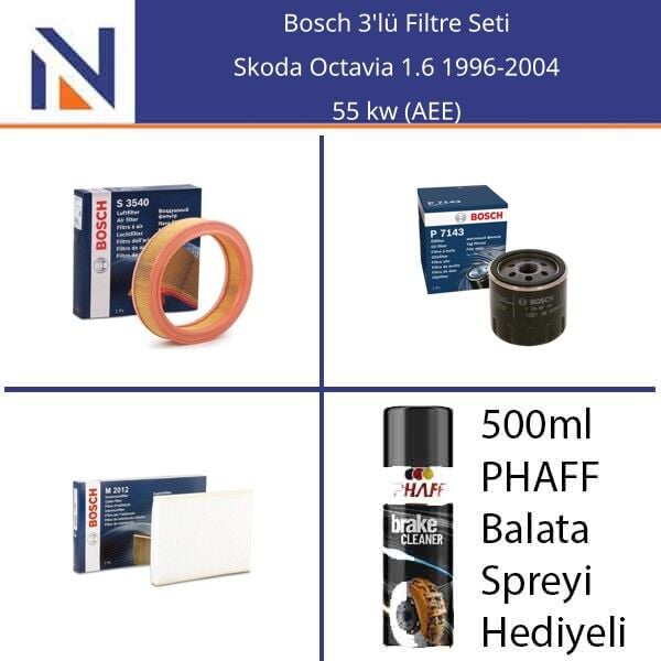 Skoda Octavia 1.6 1996-2004 Bosch 3'lü Filtre Seti