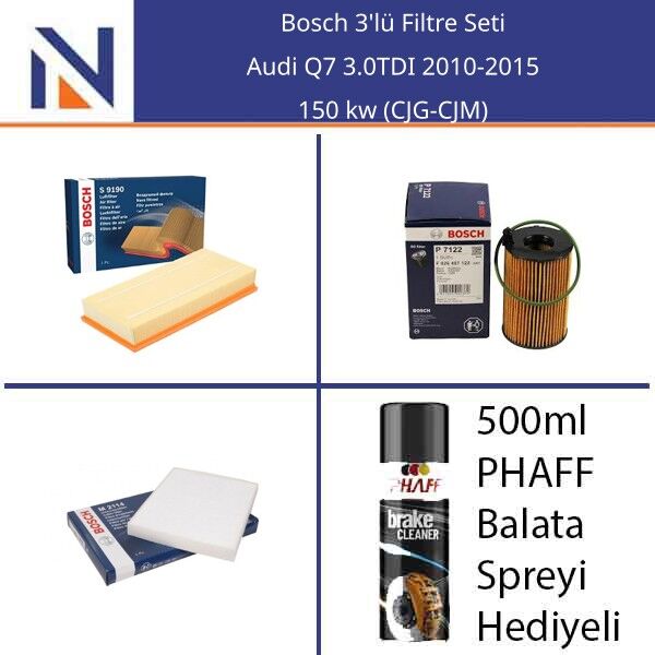 Audi Q7 3.0TDI 2010-2015 Bosch 3'lü Filtre Seti
