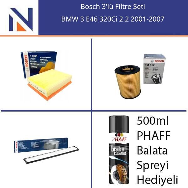 BMW 3 E46 320Ci 2.2 2001-2007 Bosch 3'lü Filtre Seti
