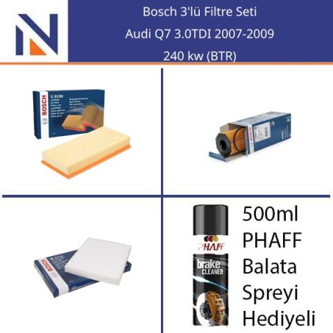 Audi Q7 3.0TDI 2007-2009 Bosch 3'lü Filtre Seti