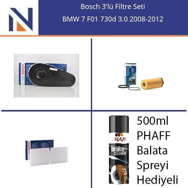 BMW 7 F01 730d 3.0 2008-2012 Bosch 3'lü Filtre Seti