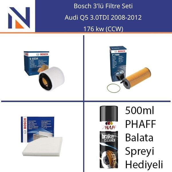 Audi Q5 3.0TDI 2008-2012 Bosch 3'lü Filtre Seti