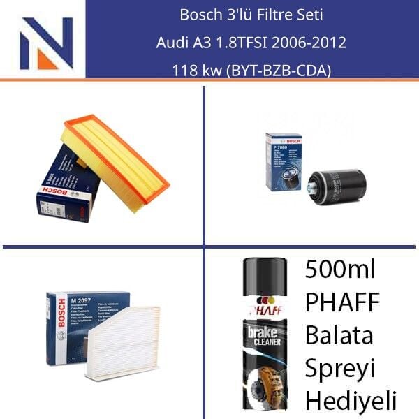 Audi A3 1.8TFSI 2006-2012 Bosch 3'lü Filtre Seti