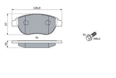 Citroen C3 1.6 2005-2009 Bosch Ön Balata NETPAR23600
