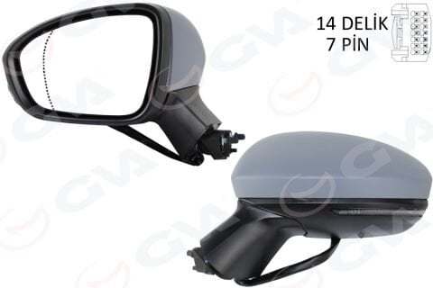GVA DIŞ DİKİZ AYNASI SOL ELEKTRİKLİ+ISITMALI+SİNYALLİ+ASTARLI+ASFERİK CLIO V (19-) 12H7P (ADET)