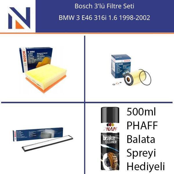 BMW 3 E46 316i 1.6 1998-2002 Bosch 3'lü Filtre Seti