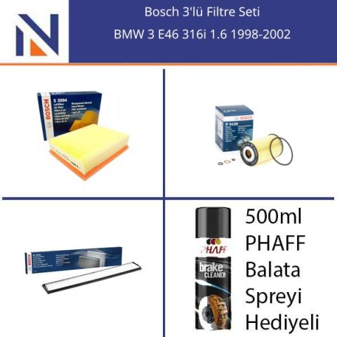 BMW 3 E46 316i 1.6 1998-2002 Bosch 3'lü Filtre Seti