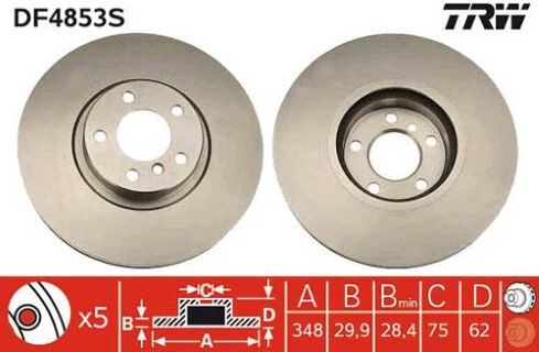 BMW X5 F15 25d xD 3.0 2015-2018 TRW Ön Disk 2 Adet